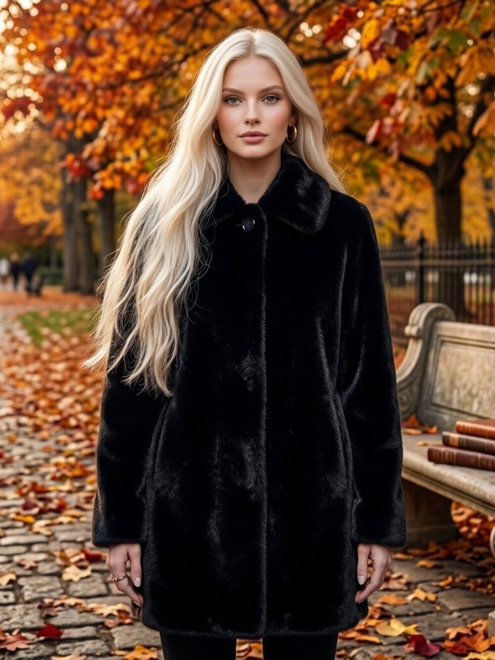 Baddie Boss Made in Canada Women's Vintage Mexx Black Faux Fur Coat. Size L/XL
